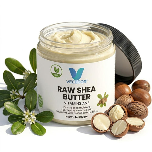 VECEDOR Raw Shea Butter – 100% Pure & Unrefined Organic Shea Butter for Skin, Hair & Body Moisturizing, 4oz