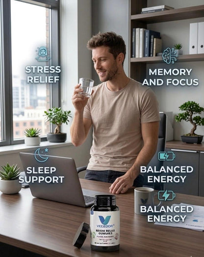 VECEDOR Reishi Relax Gummies for Calm & Wellness | Natural Adaptogen Support