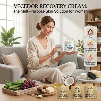 VECEDOR Recovery Cream – Restorative Face & Body Moisturizer for Dry, Sensitive & Damaged Skin – Hydrating & Healing Cream, 2oz
