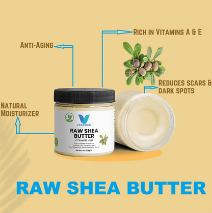 VECEDOR Raw Shea Butter – 100% Pure & Unrefined Organic Shea Butter for Skin, Hair & Body Moisturizing, 4oz