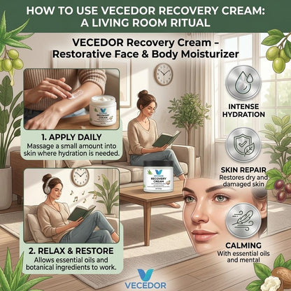 VECEDOR Recovery Cream – Restorative Face & Body Moisturizer for Dry, Sensitive & Damaged Skin – Hydrating & Healing Cream, 2oz