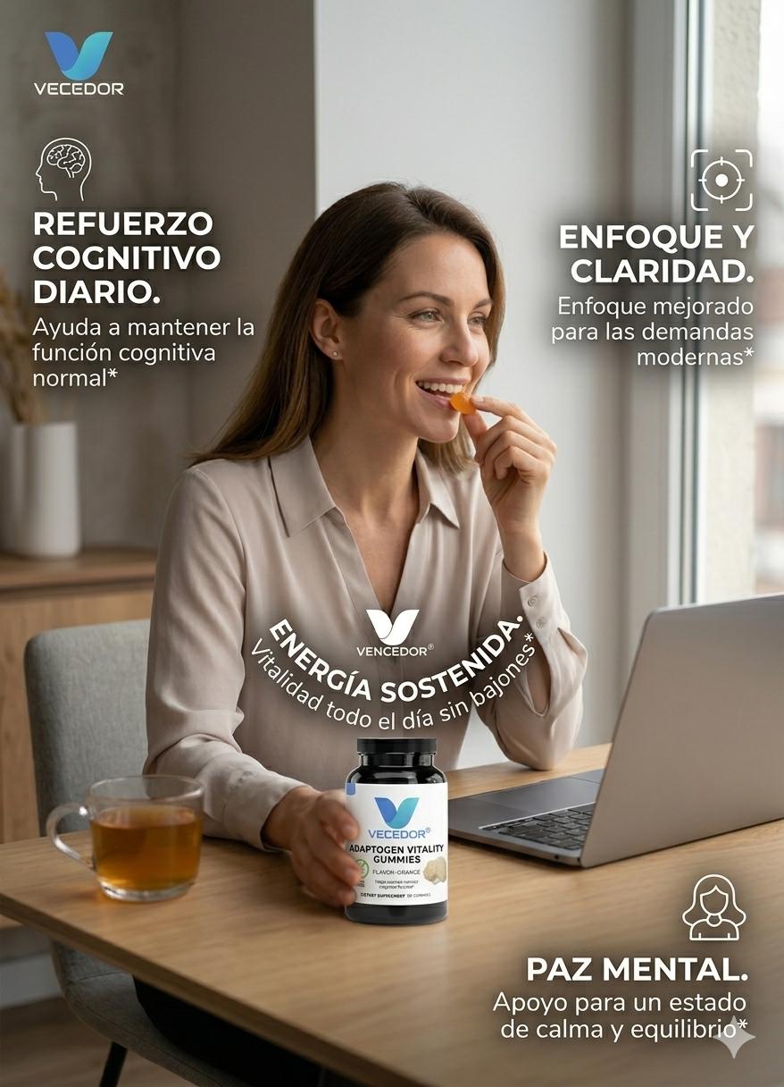 VECEDOR Adaptogen Vitality Blend for Energy & Balance | Daily Wellness Support Gummies