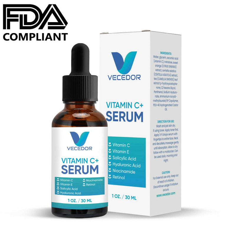 VECEDOR Vitamin C Face Serum With Hyaluronic Acid Centella Asiatica Potent Anti Aging & Skin Boost Collagen (30ml)