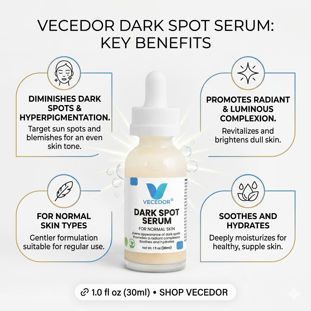VECEDOR Dark Spot Serum for Normal Skin – Brightening, Even Tone & Hyperpigmentation Treatment, 1 fl oz