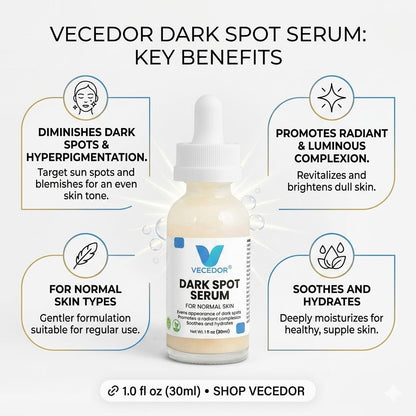 VECEDOR Dark Spot Serum for Normal Skin – Brightening, Even Tone & Hyperpigmentation Treatment, 1 fl oz