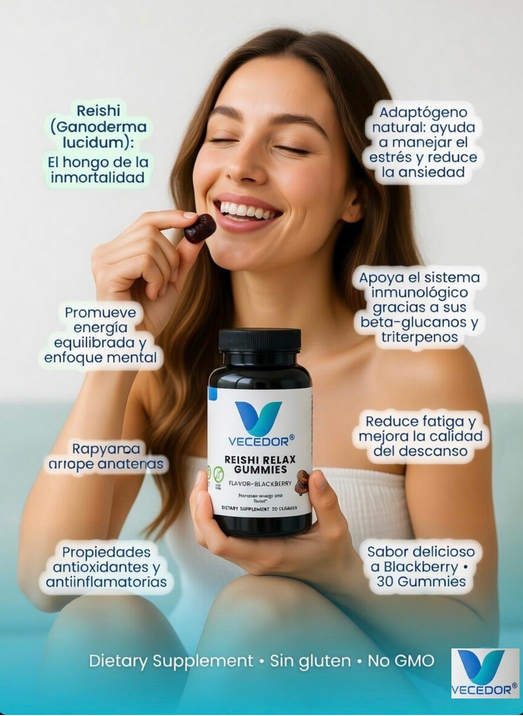 VECEDOR Reishi Relax Gummies for Calm & Wellness | Natural Adaptogen Support